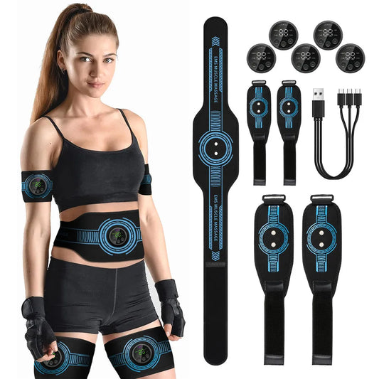 EMS Smart Fitness Belt – Full-Body Muscle Stimulator & Ab Toning Massager (USB Rechargeable)